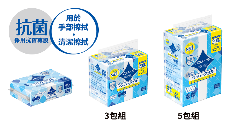 抗菌フィルム採用 お手ふき・ふき掃除用 Plusキレイ ペーパータオルコンパクトタイプ