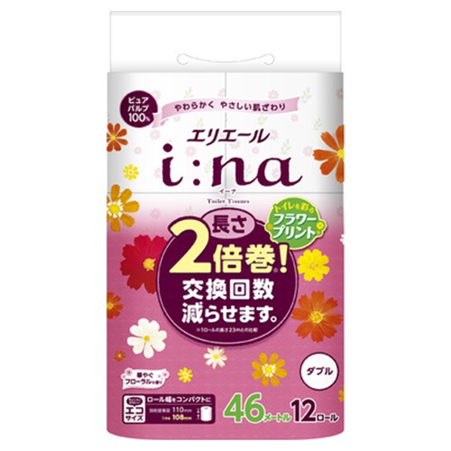 日本大王elleair i:na2倍卷 印花捲筒衛生紙雙層